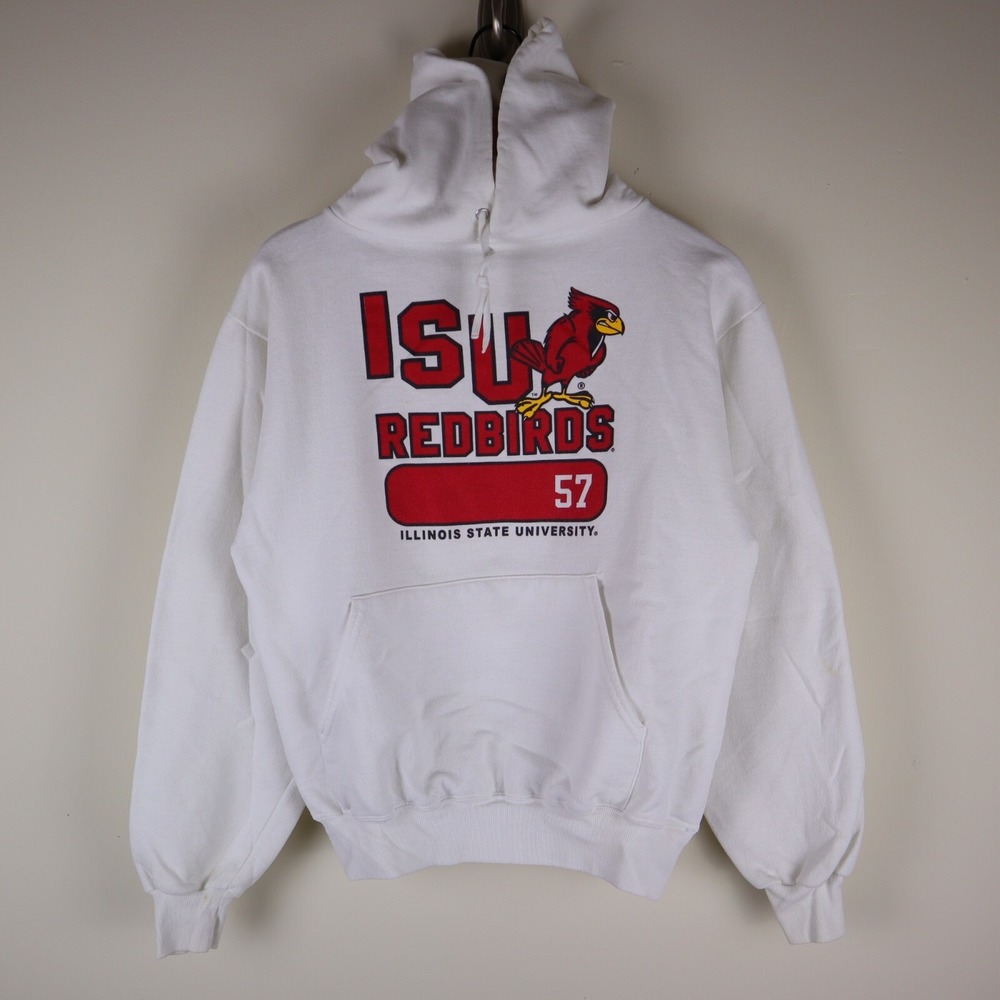 Illinois State‎ Redbirds Hoodie Jerzees White Size Small 19.5x23.5